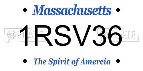 1RSV36 Massachusetts License Plate