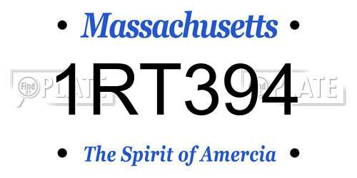1RT394 Massachusetts License Plate