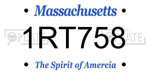 1RT758 Massachusetts License Plate