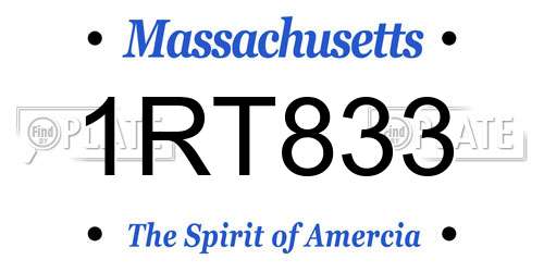 1RT833 Massachusetts License Plate