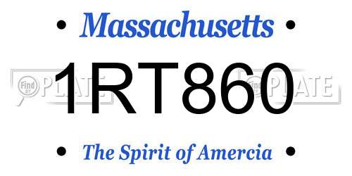 1RT860 Massachusetts License Plate
