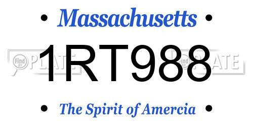 1RT988 Massachusetts License Plate