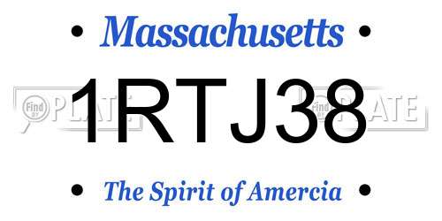 1RTJ38 Massachusetts License Plate