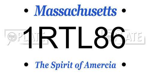 1RTL86 Massachusetts License Plate