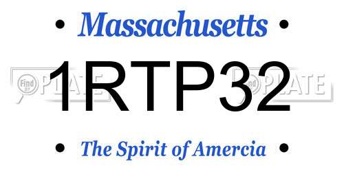 1RTP32 Massachusetts License Plate