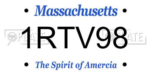 1RTV98 Massachusetts License Plate