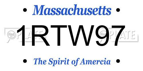 1RTW97 Massachusetts License Plate