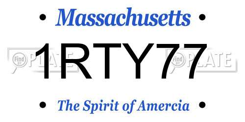 1RTY77 Massachusetts License Plate