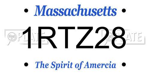 1RTZ28 Massachusetts License Plate
