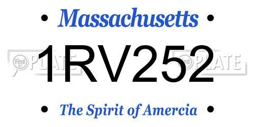 1RV252 Massachusetts License Plate