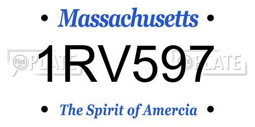 1RV597 Massachusetts License Plate