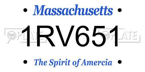 1RV651 Massachusetts License Plate
