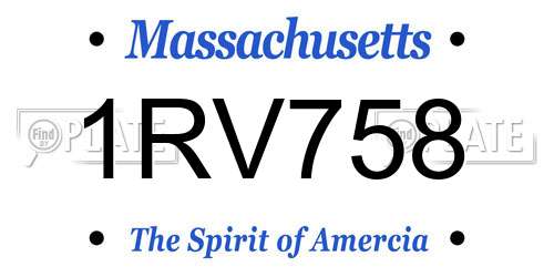 1RV758 Massachusetts License Plate