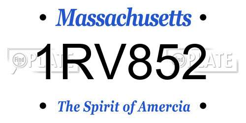 1RV852 Massachusetts License Plate