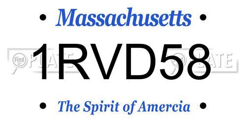 1RVD58 Massachusetts License Plate