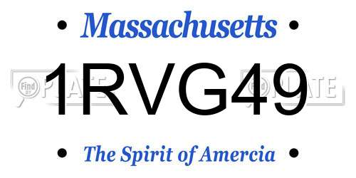 1RVG49 Massachusetts License Plate