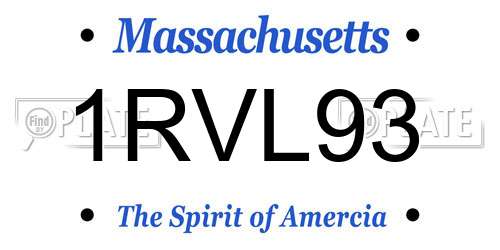 1RVL93 Massachusetts License Plate