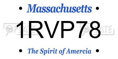 1RVP78 Massachusetts License Plate