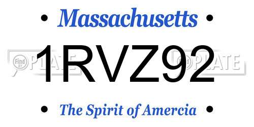 1RVZ92 Massachusetts License Plate