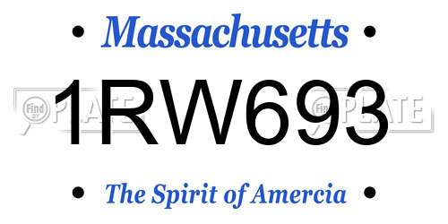 1RW693 Massachusetts License Plate