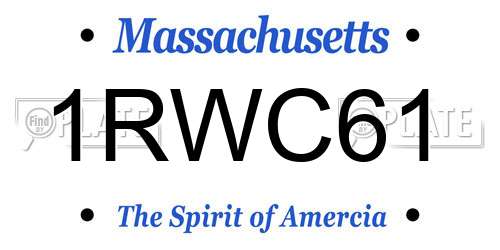 1RWC61 Massachusetts License Plate