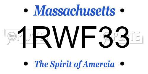 1RWF33 Massachusetts License Plate