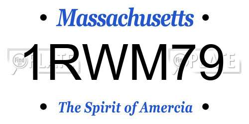 1RWM79 Massachusetts License Plate