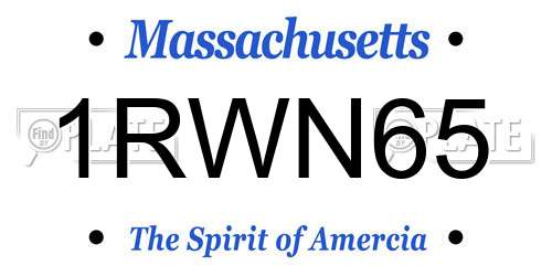 1RWN65 Massachusetts License Plate