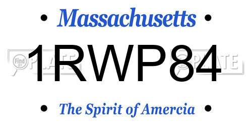 1RWP84 Massachusetts License Plate
