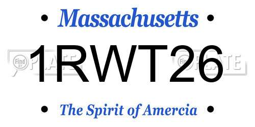 1RWT26 Massachusetts License Plate