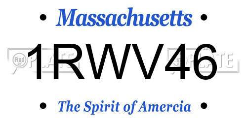1RWV46 Massachusetts License Plate