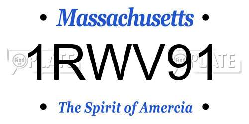 1RWV91 Massachusetts License Plate