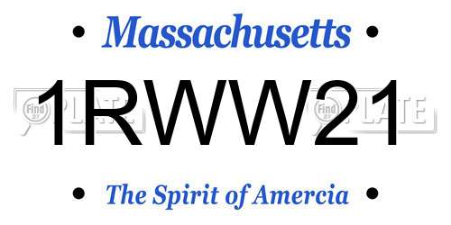 1RWW21 Massachusetts License Plate