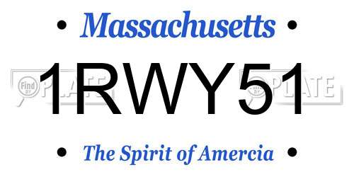1RWY51 Massachusetts License Plate