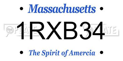 1RXB34 Massachusetts License Plate