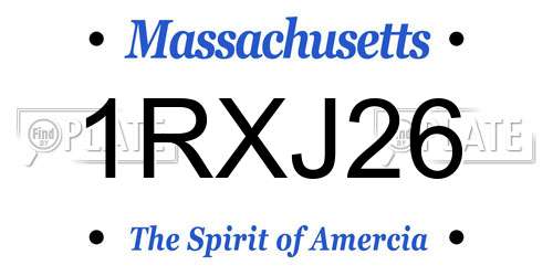 1RXJ26 Massachusetts License Plate