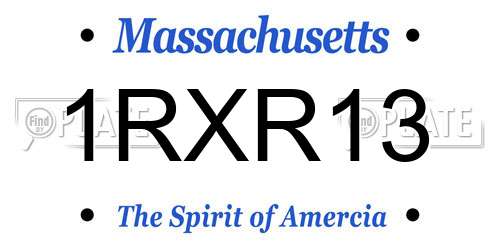 1RXR13 Massachusetts License Plate