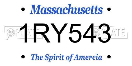 1RY543 Massachusetts License Plate