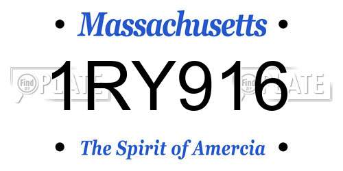 1RY916 Massachusetts License Plate
