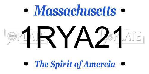 1RYA21 Massachusetts License Plate