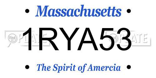 1RYA53 Massachusetts License Plate