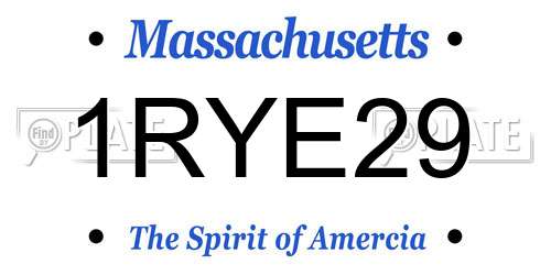 1RYE29 Massachusetts License Plate