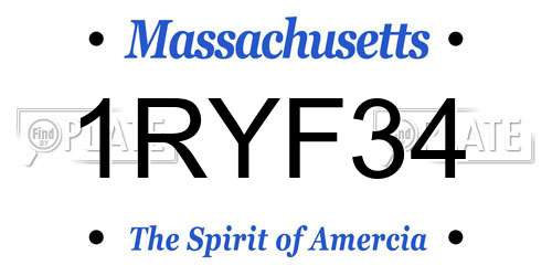 1RYF34 Massachusetts License Plate