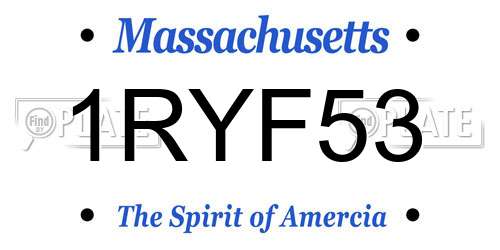 1RYF53 Massachusetts License Plate