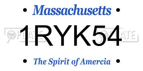1RYK54 Massachusetts License Plate