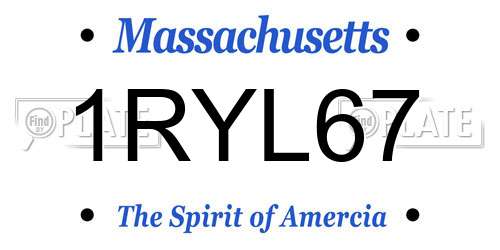 1RYL67 Massachusetts License Plate