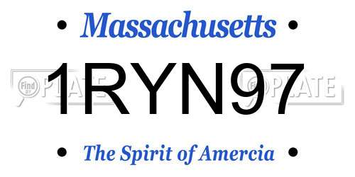 1RYN97 Massachusetts License Plate