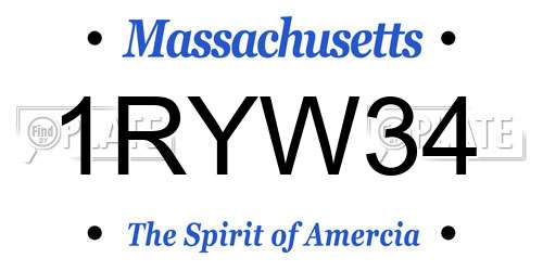1RYW34 Massachusetts License Plate