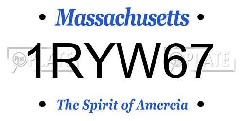1RYW67 Massachusetts License Plate