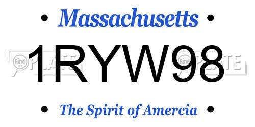 1RYW98 Massachusetts License Plate